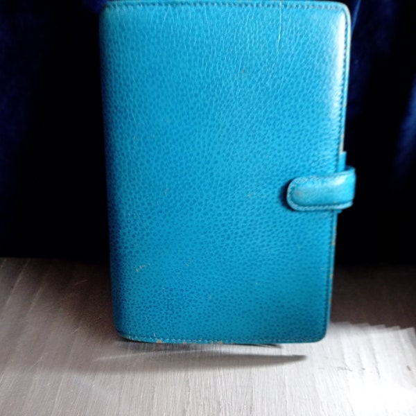 Filofax Finsbury aus Blauem Leder. Wunderschönes Vintage Geschenk. Klassisches Büro Accessoire. A5 Größe. Mit Original-Einlagen.