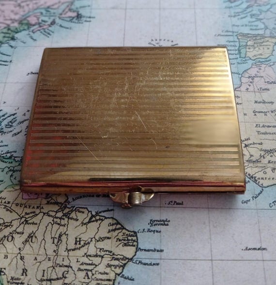 Gold Tone Rectangular Stratton Powder Compact  Op… - image 4