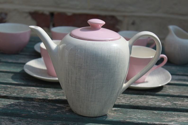 Grey And Pink Coffee Set For 4 People By Alfred Meakin Set Etsy