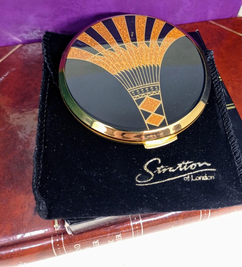 Art Deco Fan Pattern in Orange & Black by Stratton. in Gift Box With