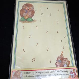 Paquete de papelería con temática musical Country Companions en el paquete original. Diseño de animales adorables. Fabricado en Inglaterra, década de 1990 aproximadamente.