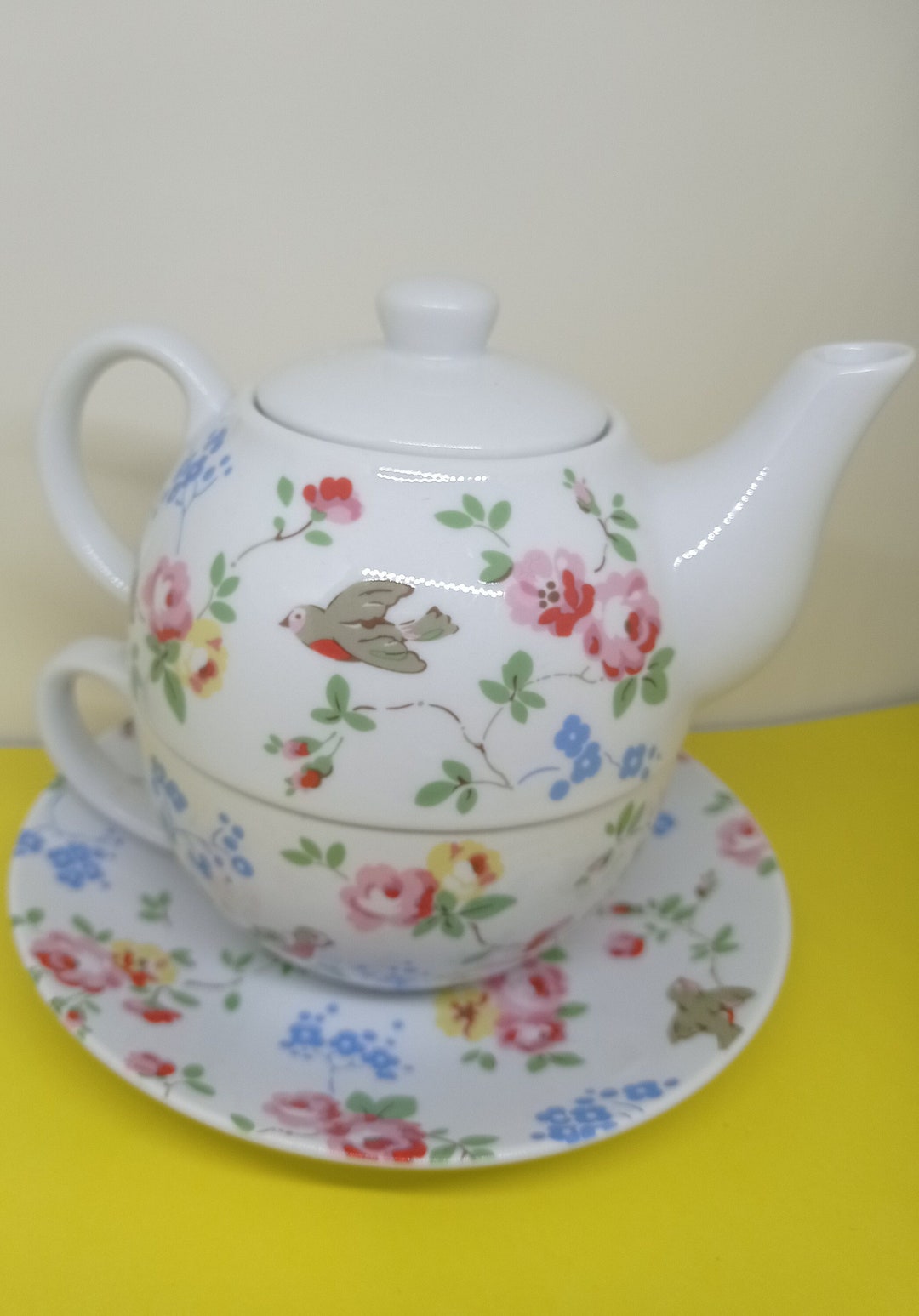 Cath Kidston Red Robin Teapot for One With Cup. English Etsy