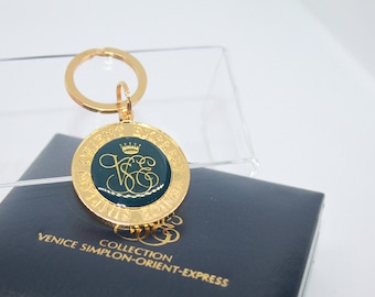 Venice Simplon Orient Express Gold Plated Keyring.   In Original Presentation Box.  22 Carat Luxurious Design.