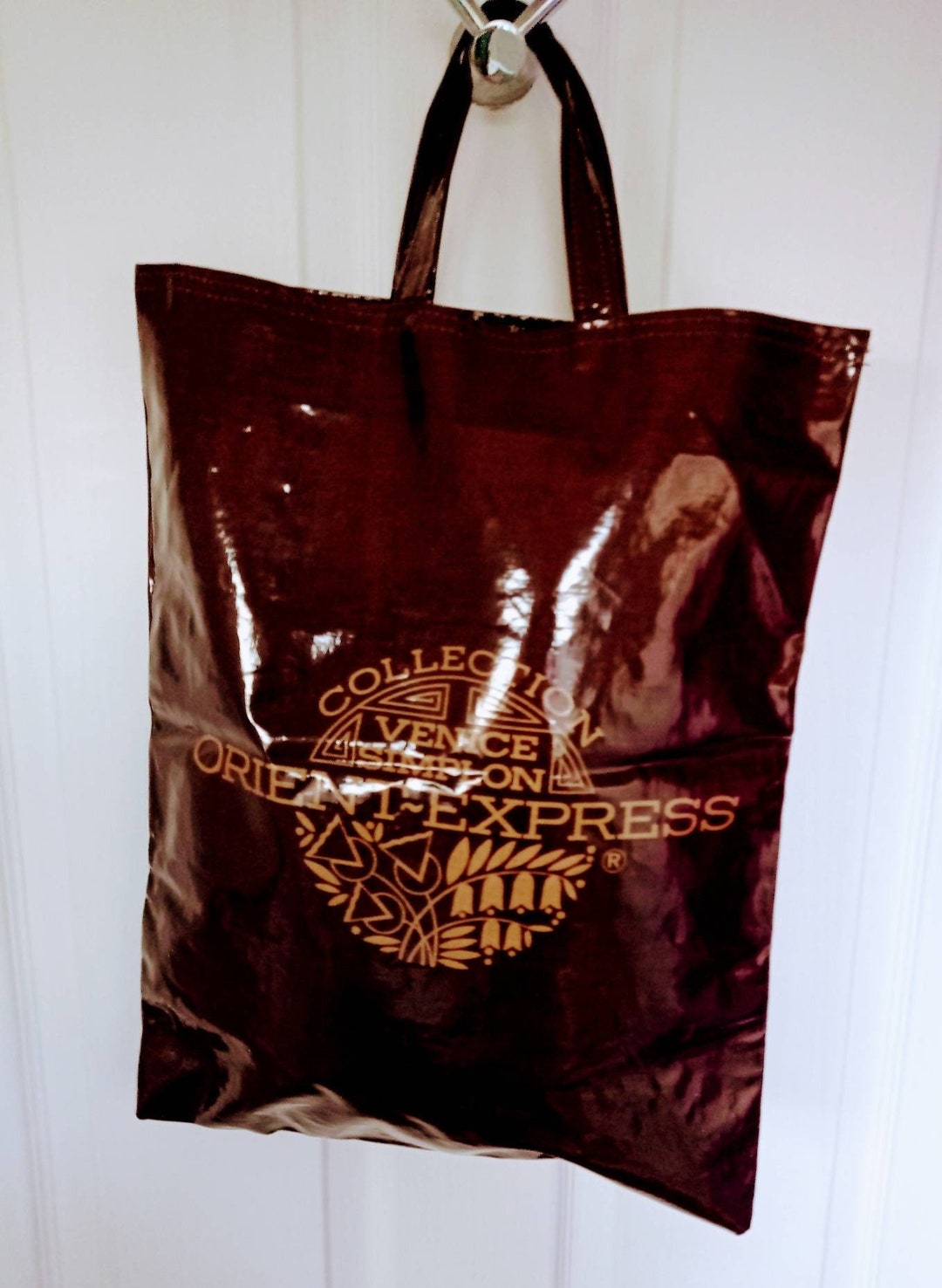 Venice Simplon Orient Express Tote Bag. Brown and Cream Logo Design. Luxurious Design. Exclusive