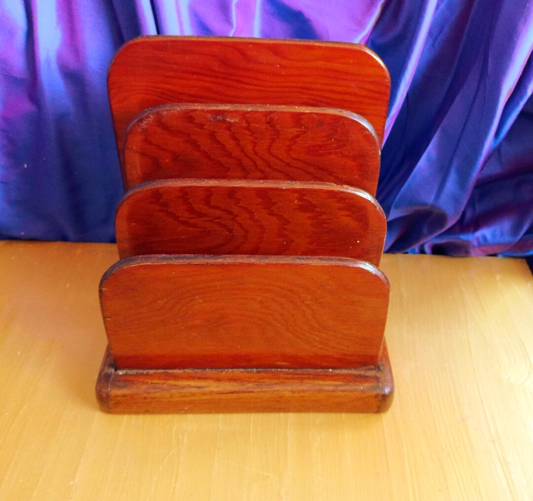 Wooden Letter Rack . Arts and Crafts Style. Ornate Desk Piece. to Store ...