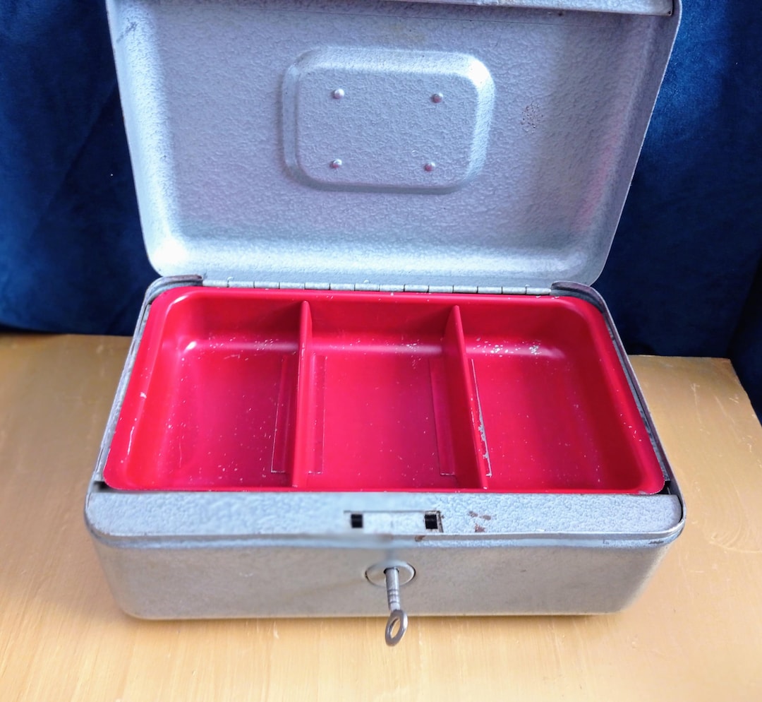 Lockable Metal Cash Box With Key. Vintage Office Collectable. C1950s ...
