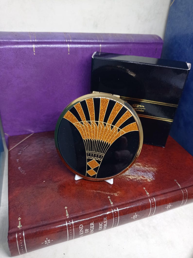 Art Deco Fan Pattern in Orange & Black by Stratton. in Gift Box With