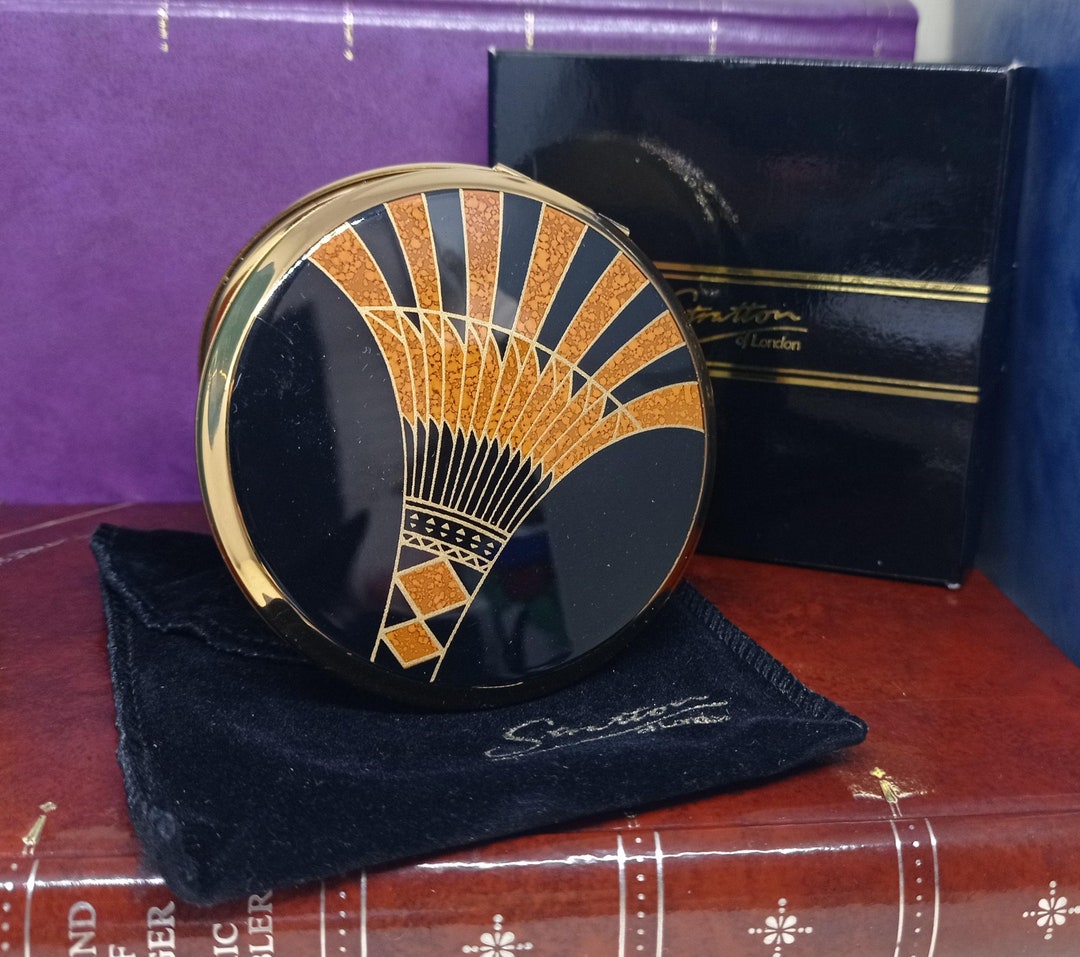 Art Deco Fan Pattern in Orange & Black by Stratton. in Gift Box With