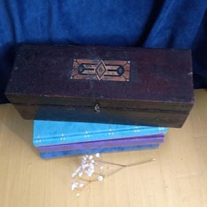Glove Box with Mother of Pearl Effect Decoration. Long Length Wooden Box, Early 20th Century.  Beautiful Craftsmanship. Vintage Storage.