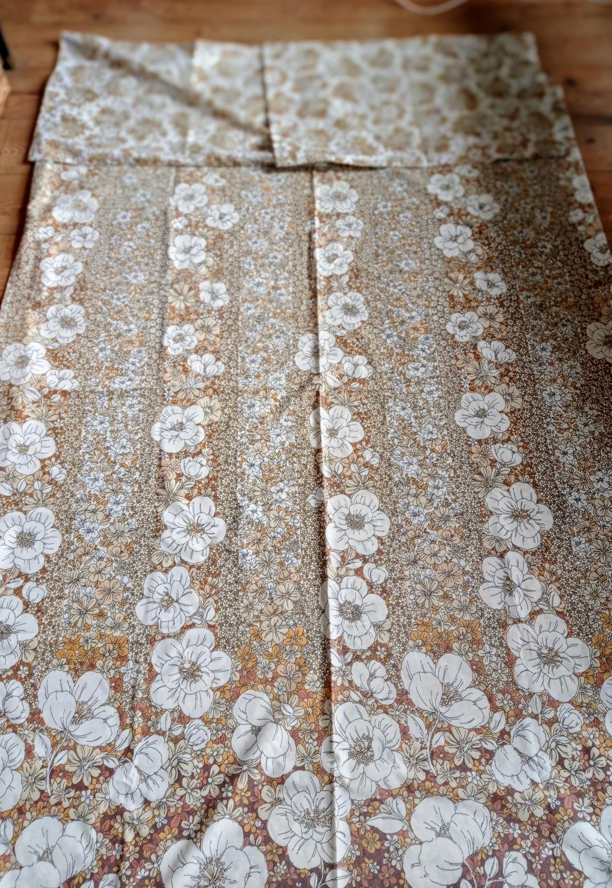 SALE Brown Flower Power Single Bed Duvet Cover & Two Matching Pillowcases  Vintage Bedding 1970s by Marks and Spencer