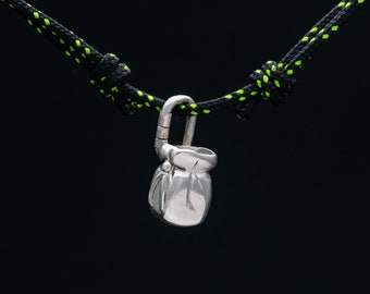 Climbing magnesium bag pendant 925 silver, gift for climber and mountain lovers, climbing jewelry, adventure jewelry