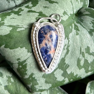 Sodalite Pendant sterling silver handmade 925