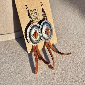 Western Concho & Fringe earrings, gifts for her, rodeo earrings, western fashion, western earrings, Concho earrings, fringe earrings, punchy