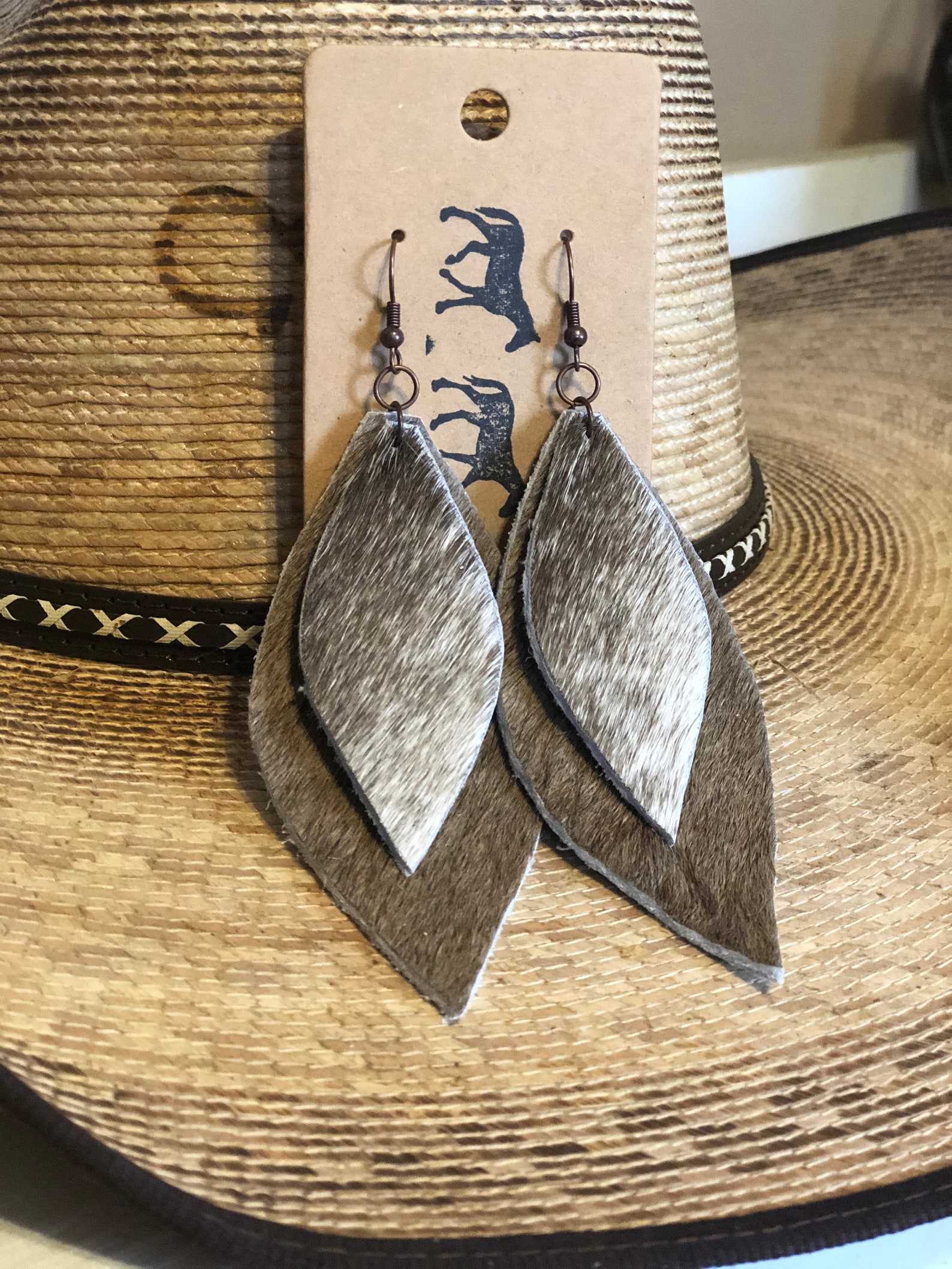 Western Cowhide Earrings Gifts for her Western Earrings Etsy