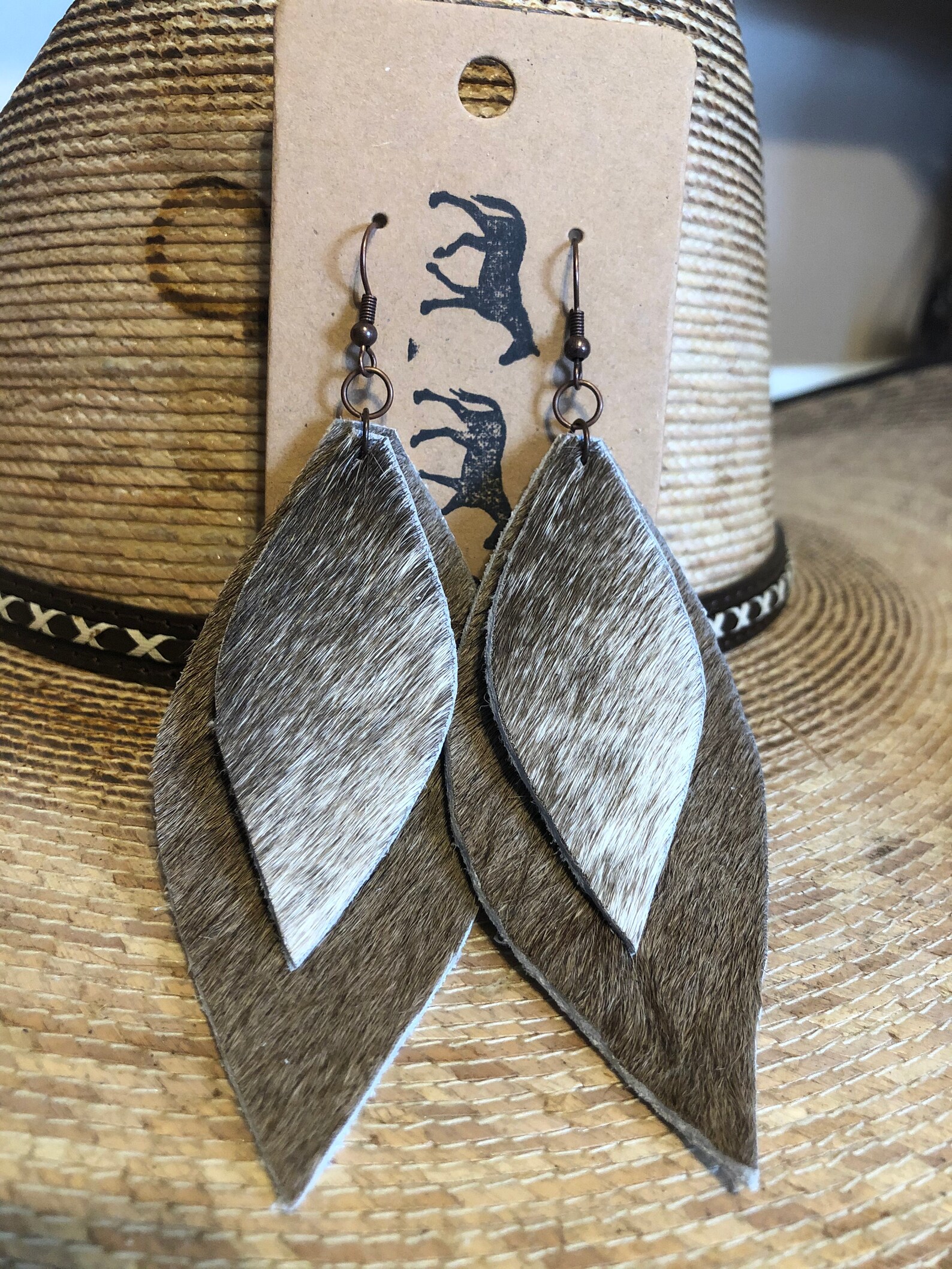 Western Cowhide Earrings Gifts for her Western Earrings Etsy