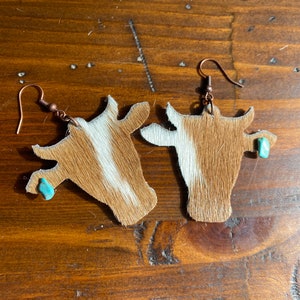 Western Cow Ear Tag Earrings, Gifts for Her, Birthday Gifts for Her, Western Earrings Dangling, Western Earrings, punchy jewelry