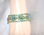 Vintage Bracelet Peacock Blue Green Braided Style Top 5 Row