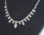 Signed Weiss Necklace Simple Bright Clear Rhinestone Vintage