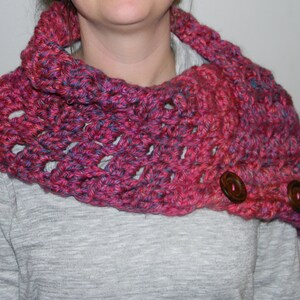 Crochet Chunky Button Cowl image 4