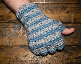 Men's Crochet Texting Fingerless Gloves