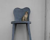Shabby Rusty Chippy Blue Metal Stool