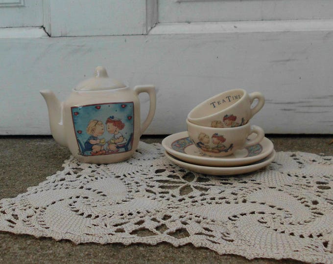 Vintage Child's China Tea Set Lucie Attwell Tea Time Etsy