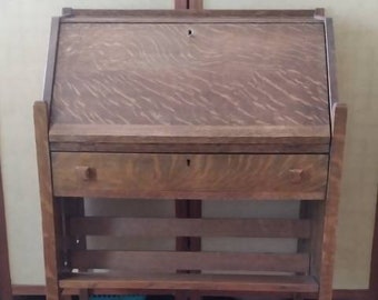 Antique Tiger Oak Secretary Desk