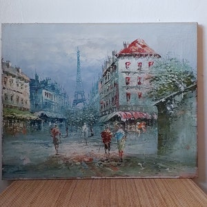 Schäbiges impressionistisches Pariser Gemälde aus der Mitte des Jahrhunderts