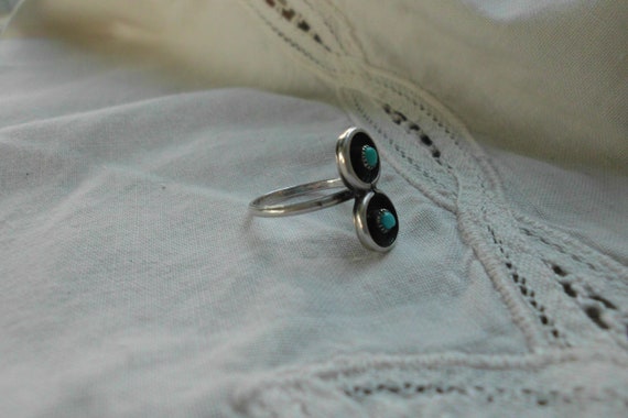 Modernist Sterling Silver & Turquoise Ring Size 6… - image 3