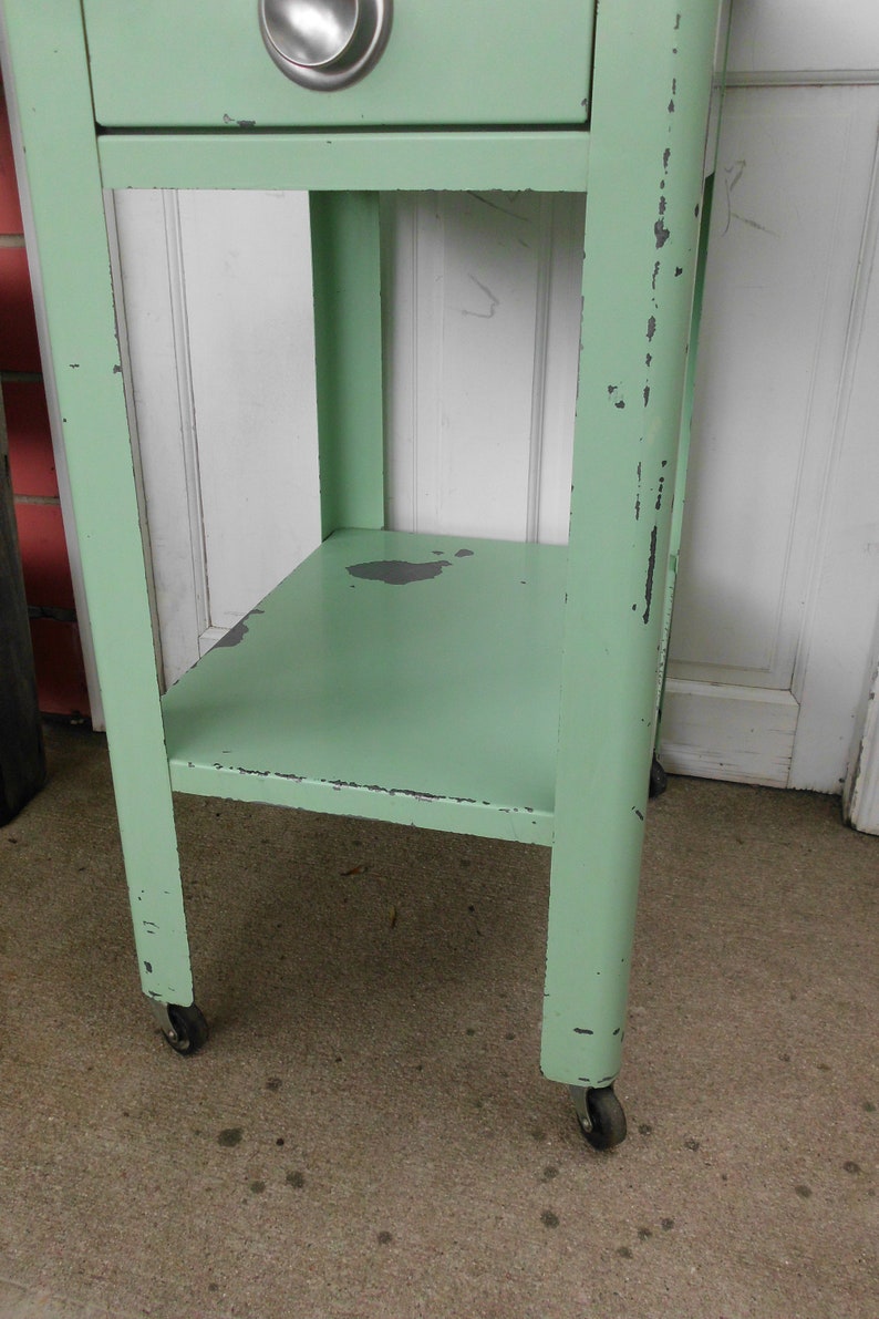Grüner Emaille Stahl Rollwagen Kleine Industrielle | Etsy