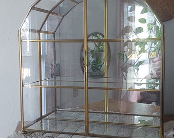 Brass & Glass Curio Display Cabinet