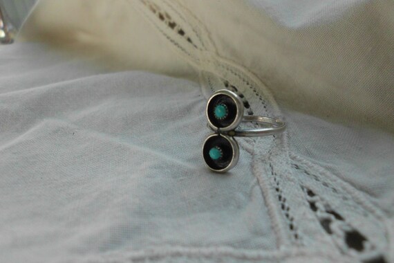 Modernist Sterling Silver & Turquoise Ring Size 6… - image 2