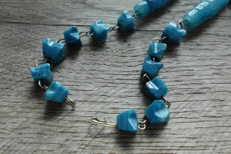 Teal Blue Beaded Stone Necklace