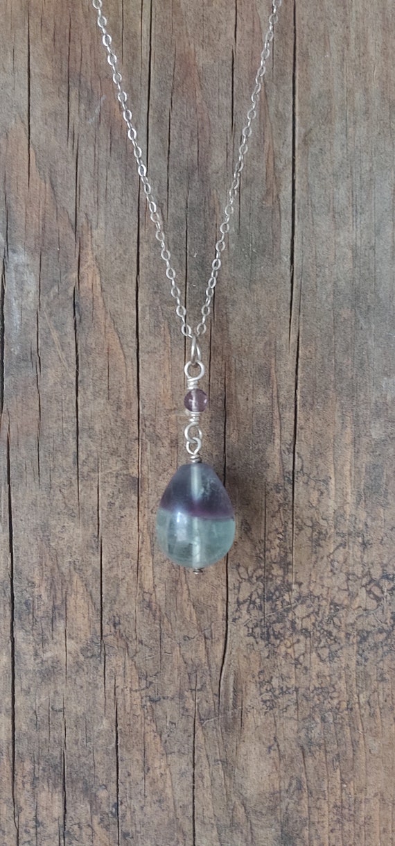 Aqua & Purple Amethyst Drop Necklace - image 8