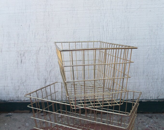Large Gold Wire Basketspair Etsy