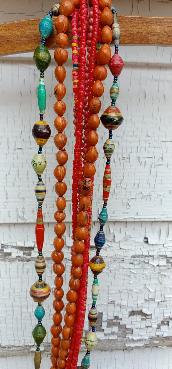 Autumn Mix Vintage African Beaded Necklaces - image 8