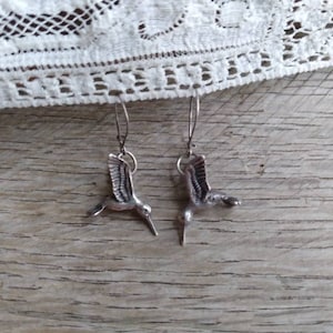 Silver Hummingbird Dangle Earrings