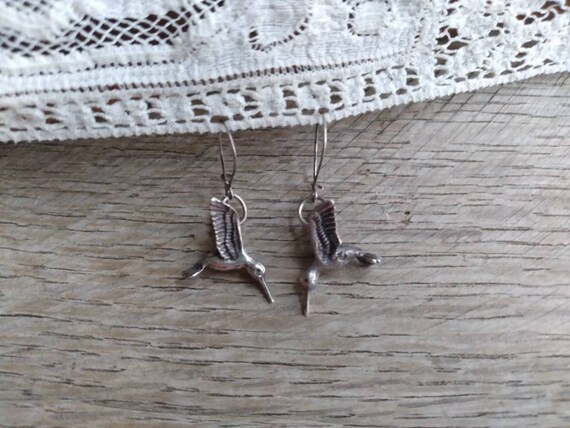 Sterling Silver Hummingbird Dangle Earrings Sterling Silver Hummingbird Dangle Earrings