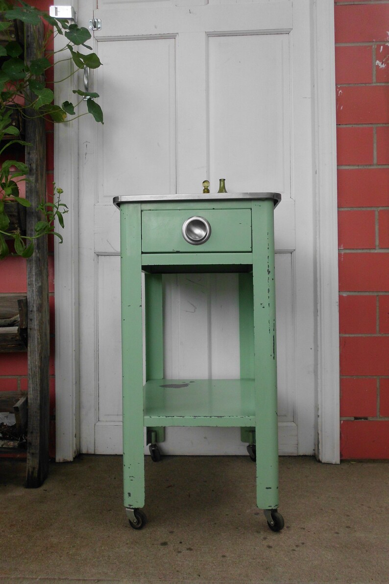 Grüner Emaille Stahl Rollwagen Kleine Industrielle | Etsy
