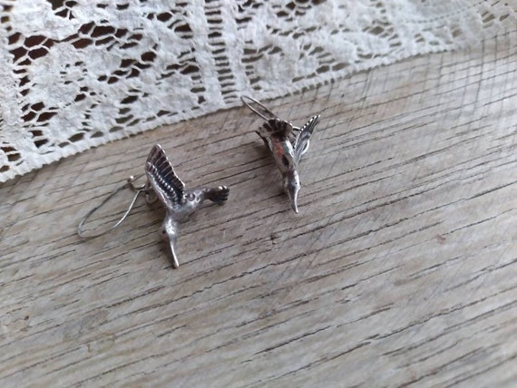 Silver Hummingbird Dangle Earrings - image 5