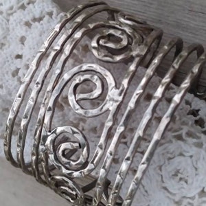 Wide Silver Tone Cuff Bracelet