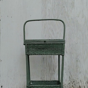 Antique Painted Sewing Basket Table