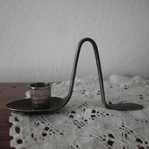 Silver Plate Folk Art Candleholder