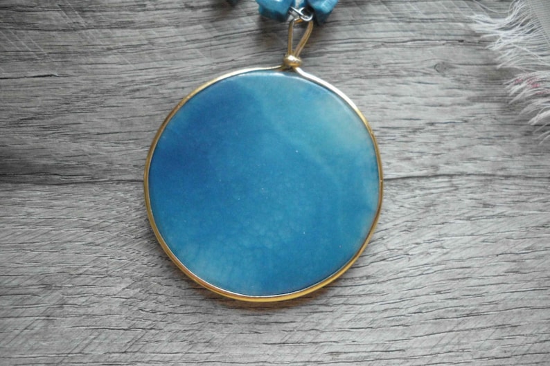 Teal Blue Beaded Stone Necklace