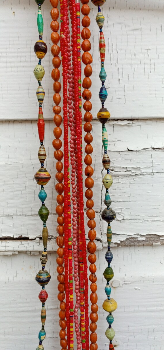 Autumn Mix Vintage African Beaded Necklaces - image 5