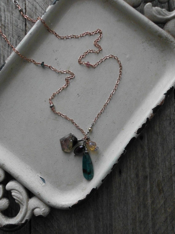 Multi Stone Copper & Mini Gemstone Necklace