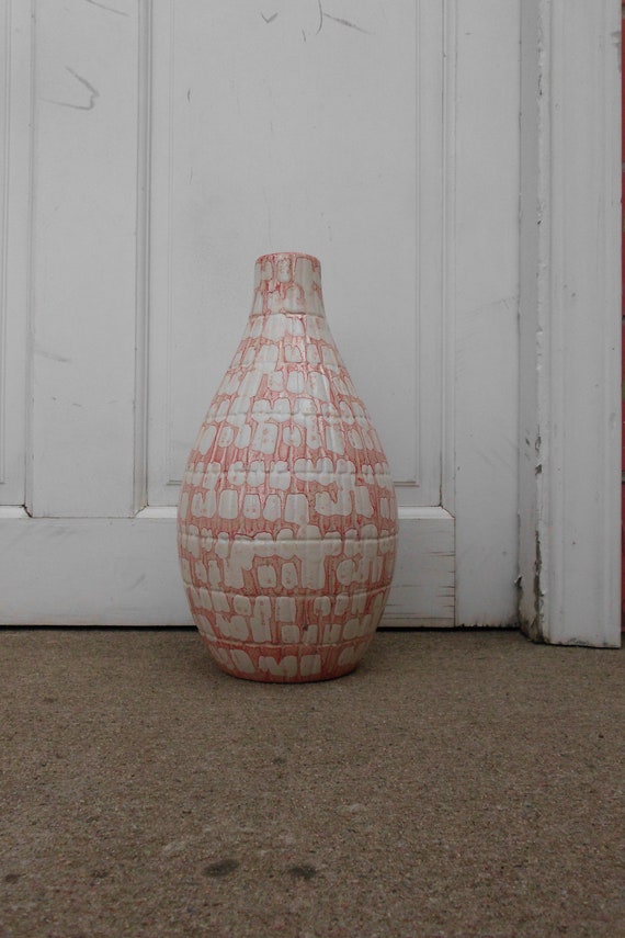 Tall Mid Century Orange Cream Vase