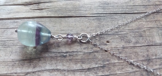 Aqua & Purple Amethyst Drop Necklace - image 6