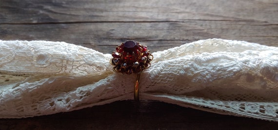 Fancy Adjustable Ruby Cluster Ring - image 4