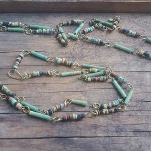 Long Antique Turquoise Beaded Necklace